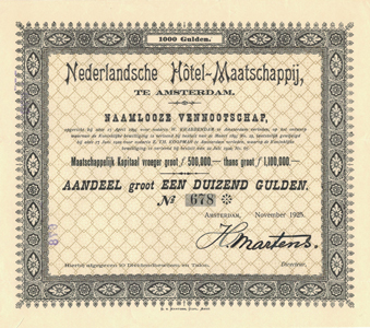 Nederlandse Hotel-Maatschappij, aandeel uit 1925