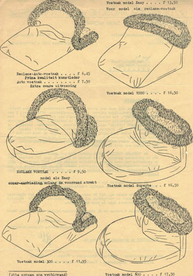 Voetzakken van de Nederlandsche  Vachtenindustrie anno 1953 met prijzen