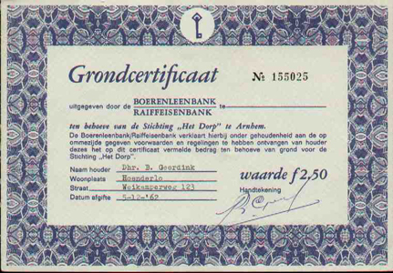 Stichting Het Dorp -Grondcertificaat